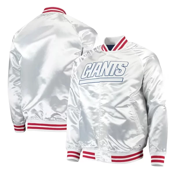 NY Giants Shiny White Satin Jacket