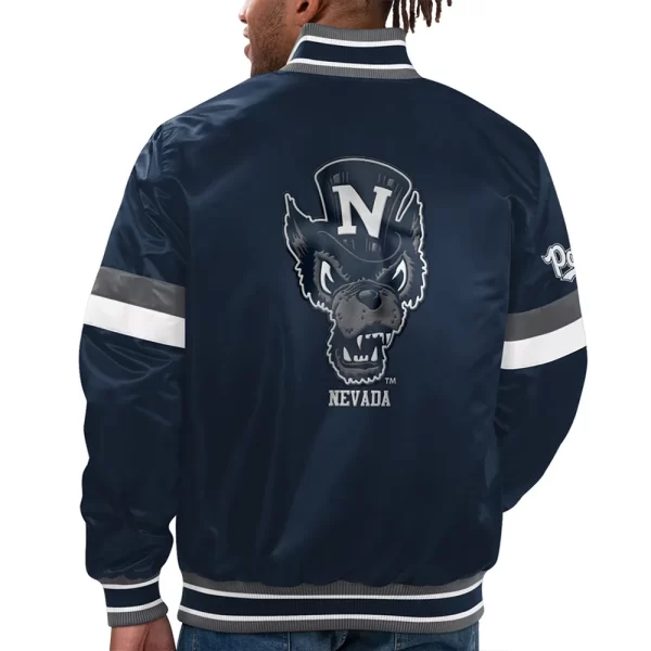 Navy Nevada Script Pack Home Game Varsity Satin Jacket