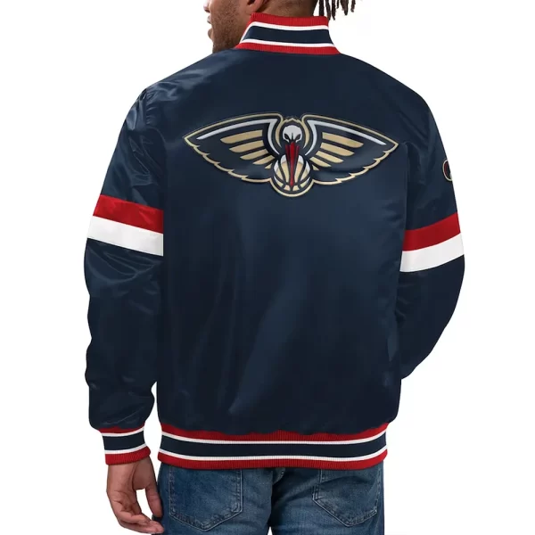 New Orleans Pelicans Home Game Varsity Satin Navy Blue Jacket