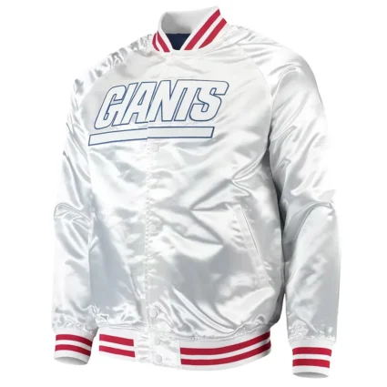 New York Giants Shiny White Satin Jacket