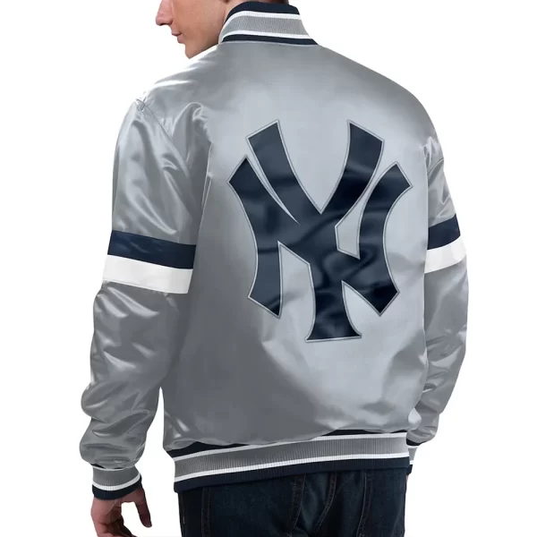 New York Yankees Home Game Varsity Satin Gray Jacket