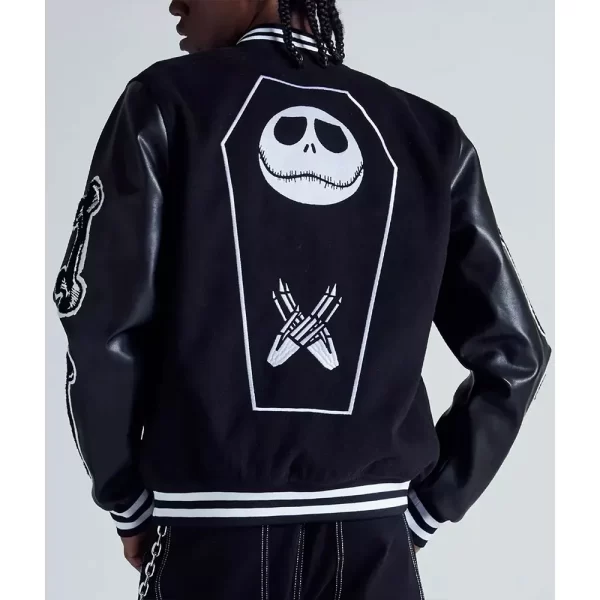 Nightmare Before Christmas Jack Pumpkin King Varsity Leather Jacket