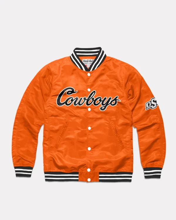 OSU Cowboys Script Satin Varsity Jacket