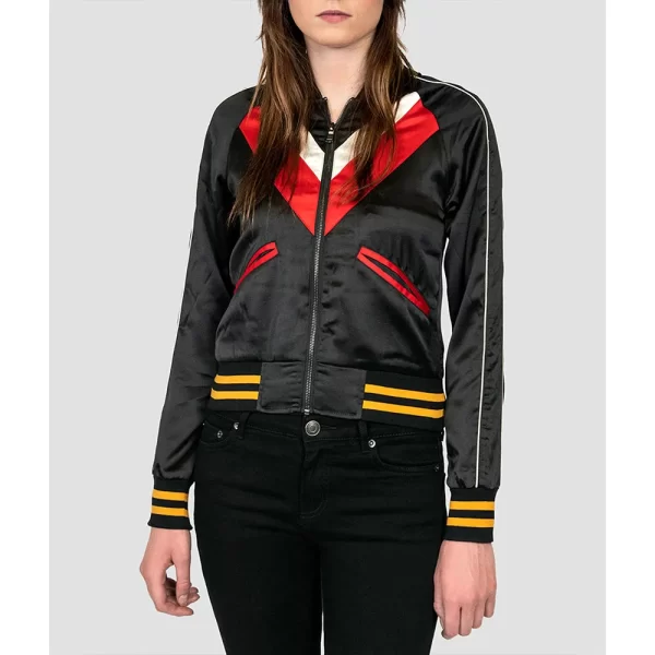 Obliterated S01 Angela Gomez Bomber Black Satin Jacket