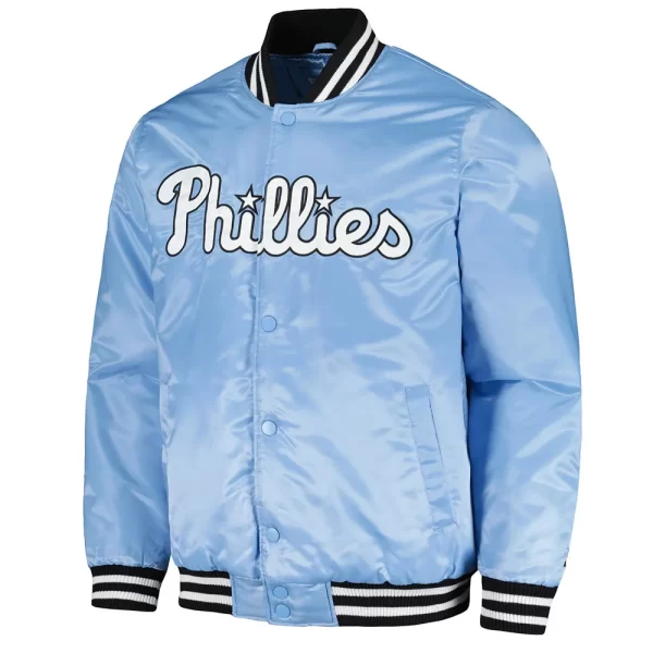 Philadelphia Phillies Cross Bronx Fashion Satin Light Blue Jacket