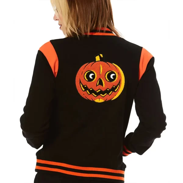 Pumpkin Queen Black Wool Varsity Jacket