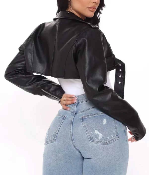 Real Housewives of Atlanta Drew Sidora Black Leather Cropped Jacket