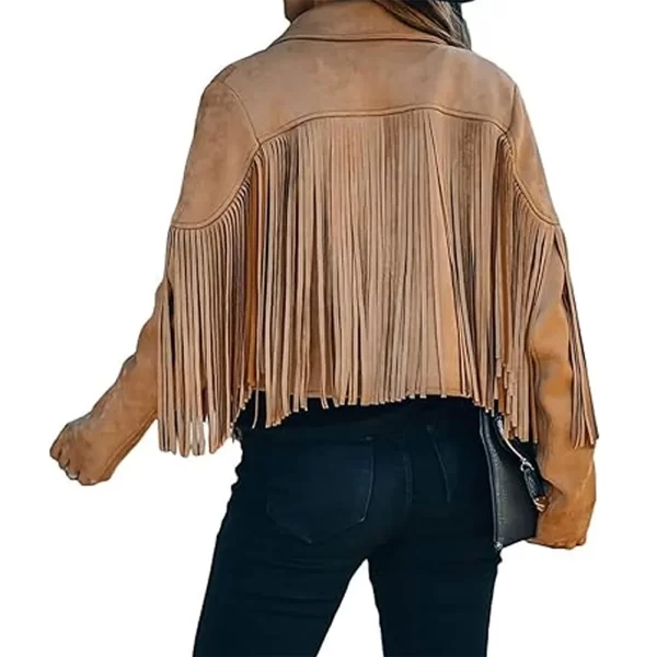 Real Housewives of Orange County Jennifer Pedranti Brown Suede Fringe Jacket