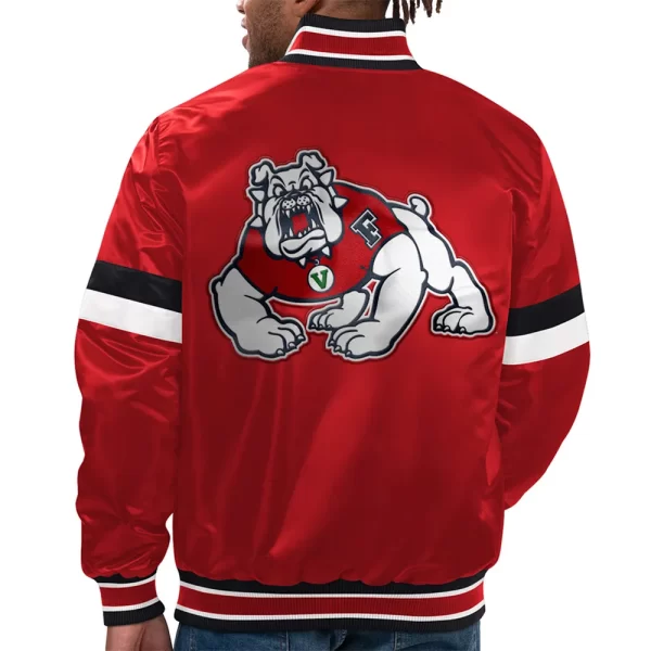 Red Fresno State Bulldog Home Game Varsity Satin Jacket