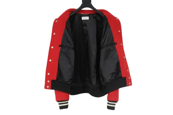 Red Leopard Print Bomber Wool Teddy Varsity Jackets