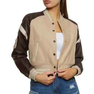 Ryann Mccracken The Ultimatum Marry or Move On Beige Varsity Jacket