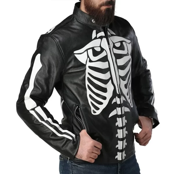 Skeleton Black Leather Jackets