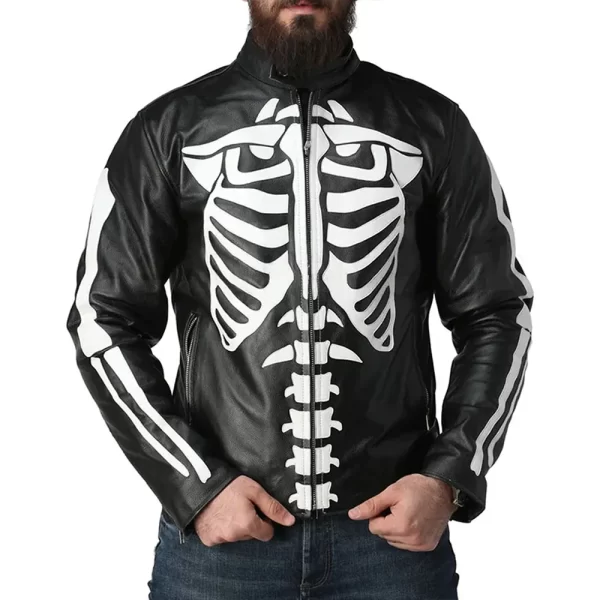 Skeleton Leather Black Jacket