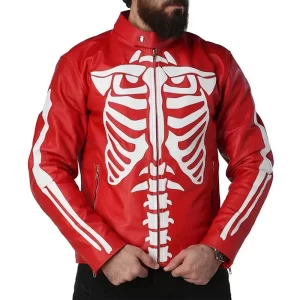 Skeleton Leather Red Jacket