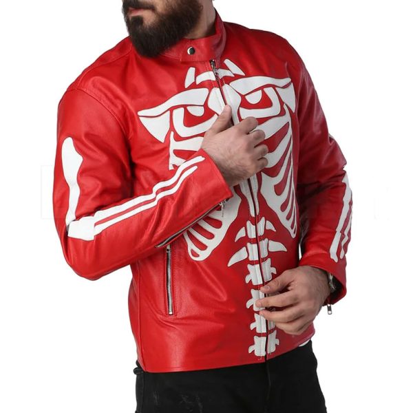 Skeleton Leather Red Jacket