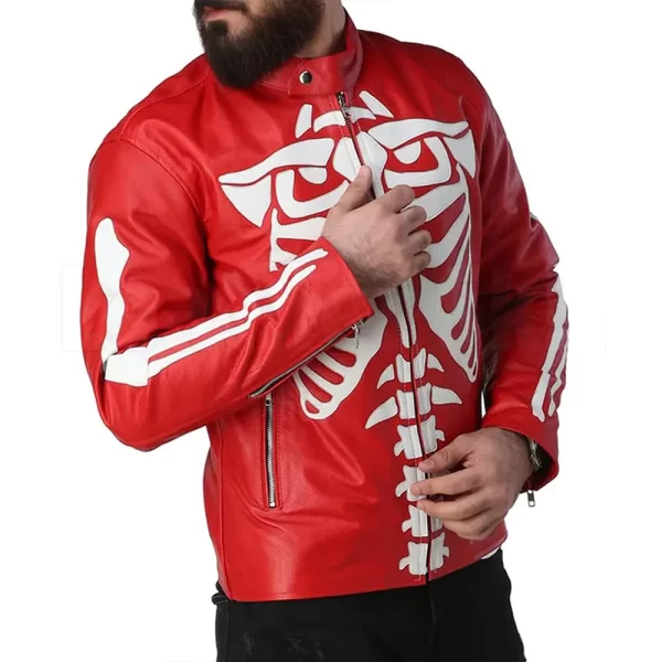 Skeleton Red Leather Jackets