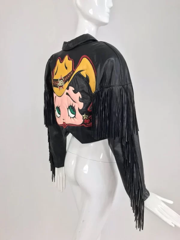 Sold Maziar Betty Boop Cowgirl Fringe Leather Jackets