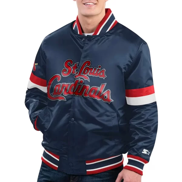 St. Louis Cardinals Home Game Navy Blue Satin Jacket