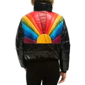 Sunburst Apres Glossy Puffer Black Jacket