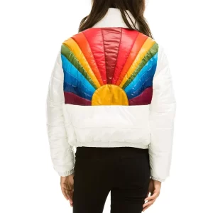 Sunburst Apres Glossy Puffer White Jacket