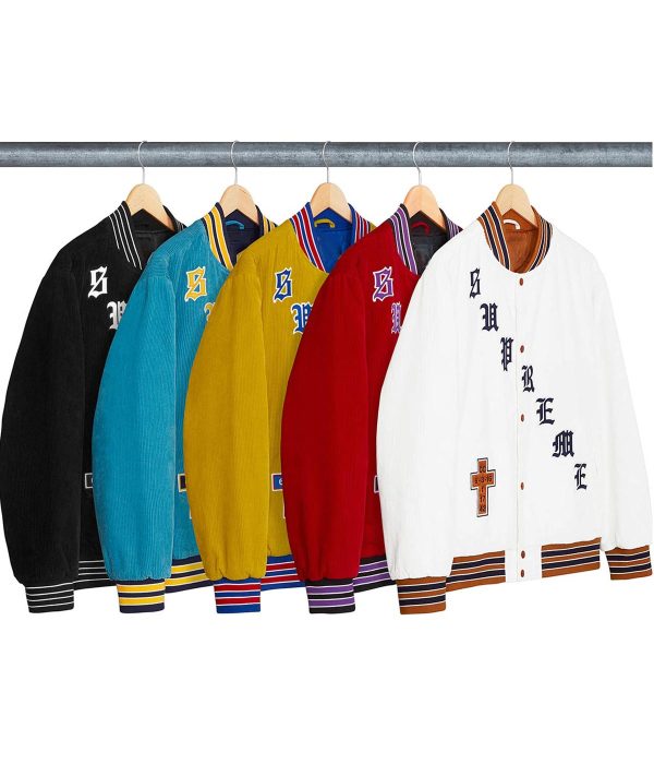 Supreme Old English Corduroy Bomber Varsity Jackets