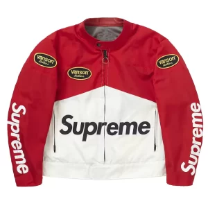 Supreme Vanson Racing Red Leather Jacket