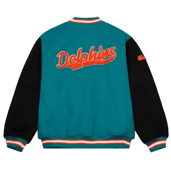 Team Legacy Miami Dolphins Aqua & Black Varsity Wool Jacket