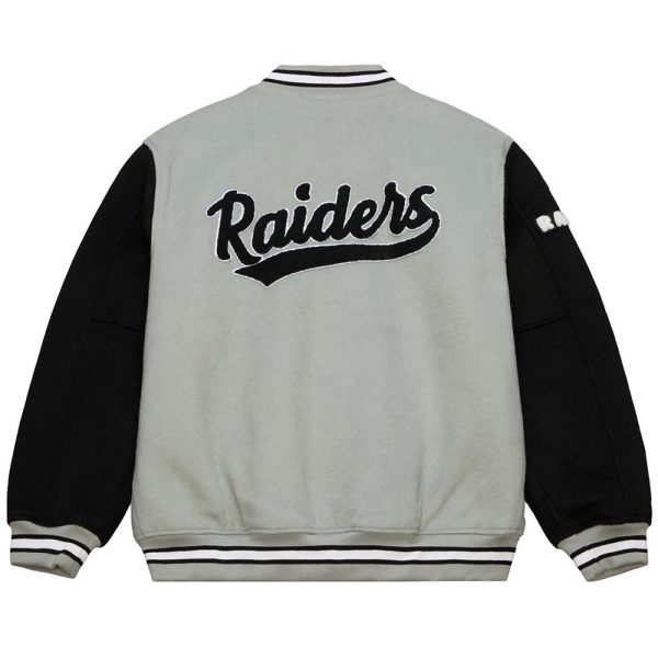 Team Legacy Oakland Raiders Varsity Gray and Black Wool Jacket