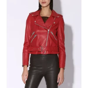 The Afterparty Gemma Chan Leather Red Jacket