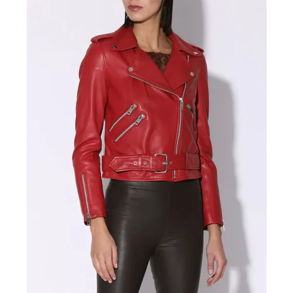 The Afterparty Gemma Chan Red Leather Jacket