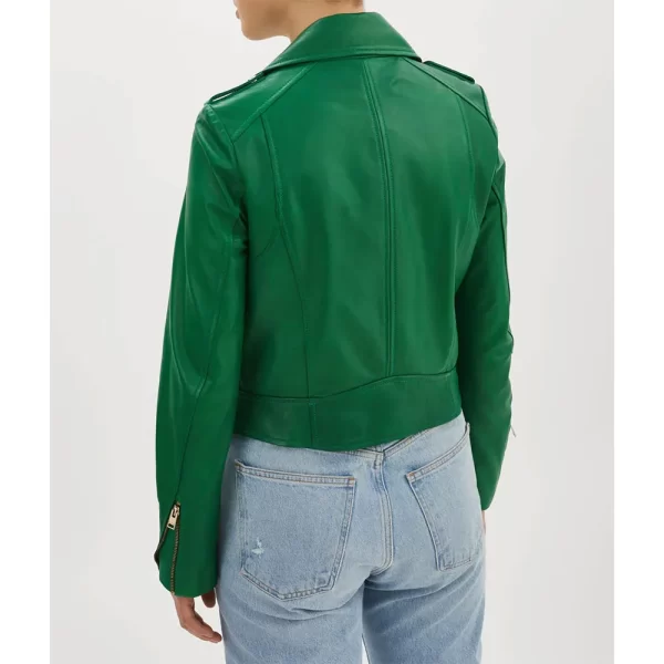 The Bachelorette S20 Charity Lawson Green Leather Biker Jacket