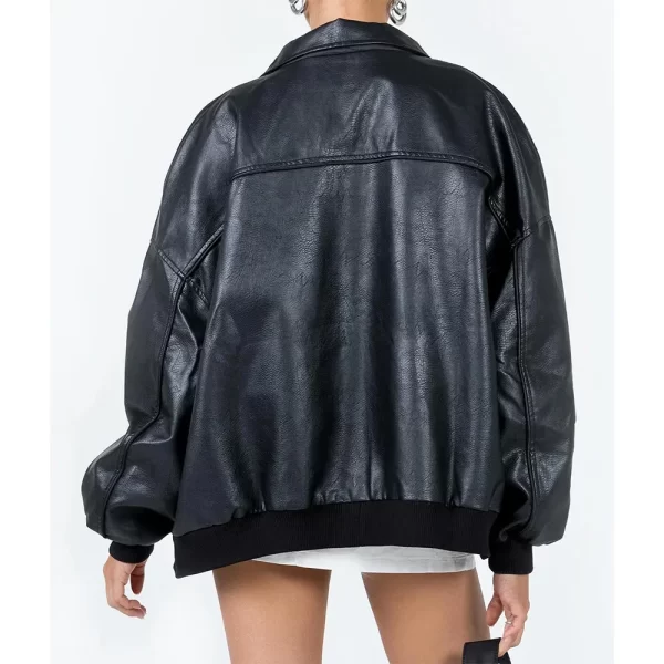 The Damelio Show Dixie D’Amelio Black Leather Bomber Jacket