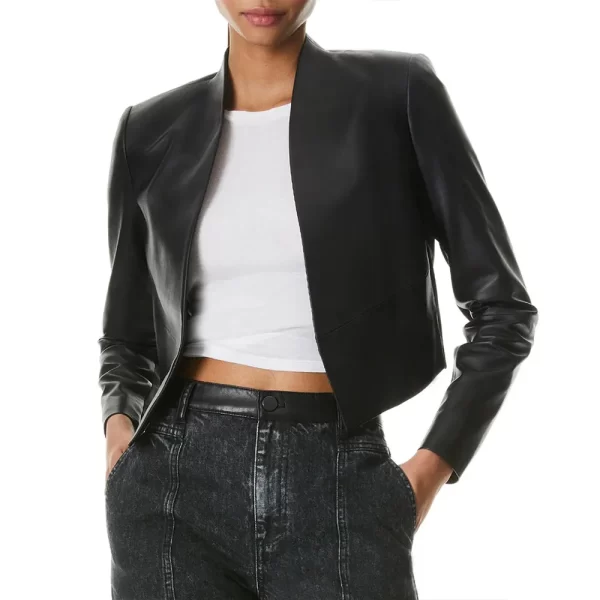 The Today Hoda Kotb Black Leather Open Style Jacket