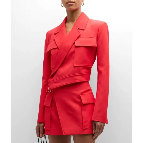 The View Sara Haines Cropped Red Wool Jacket