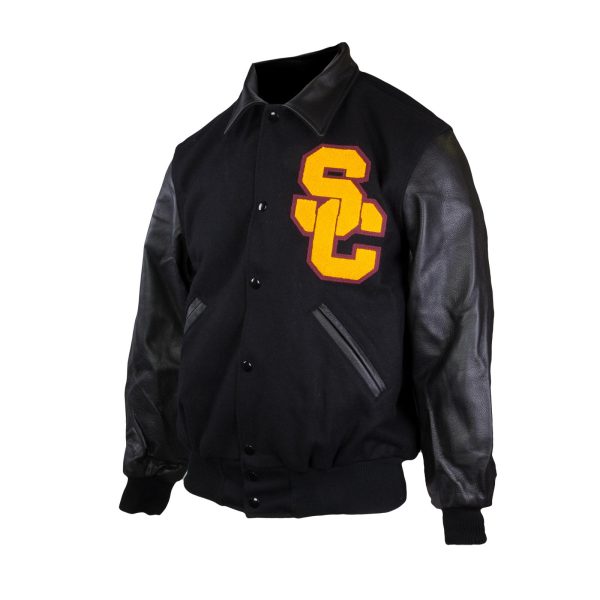 USC Trojans Men's Black SC Interlock Wool Letterman Jacket