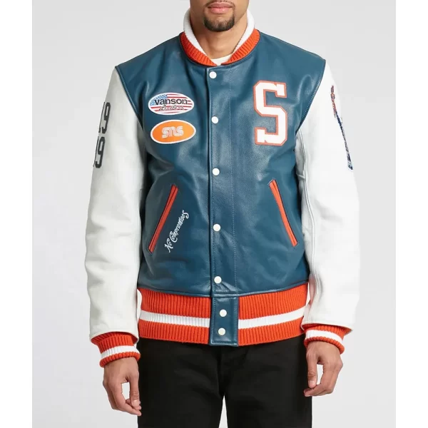 Vanson Letterman Leather Varsity Jacket