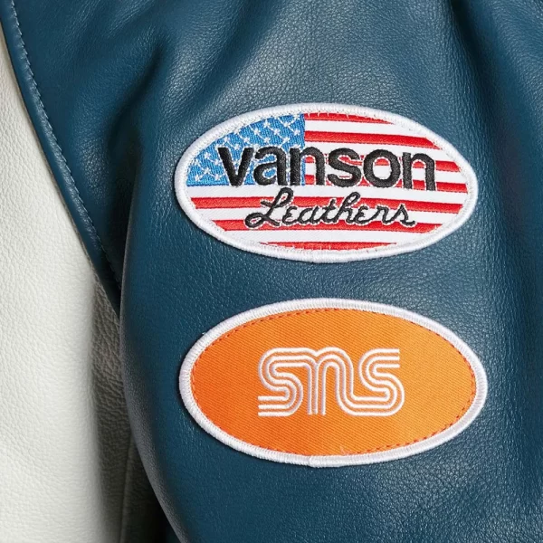 Vanson SNS New York City Blue & White Leather Varsity Jackets