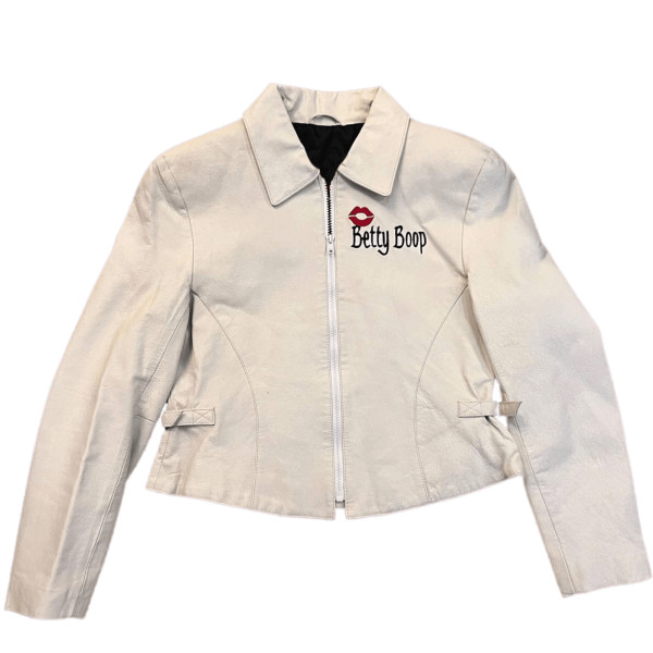 Vintage 90s Betty Boop White Leather Zip Jacket