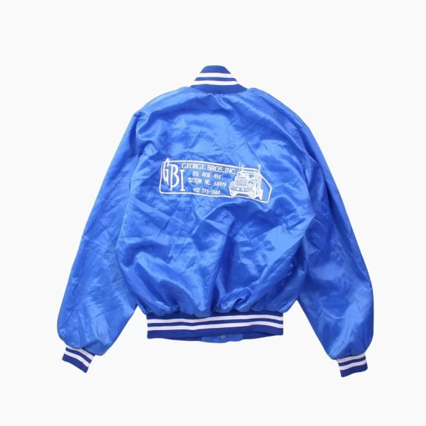 Vintage George Bros Inc Satin Blue Bomber Jacket