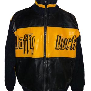 Vintage Jean Charles Daffy Duck Black Leather Jacket