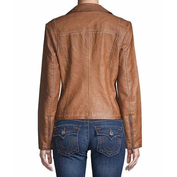 Virgin River S05 Kaia Bryant Brown Leather Biker Jacket