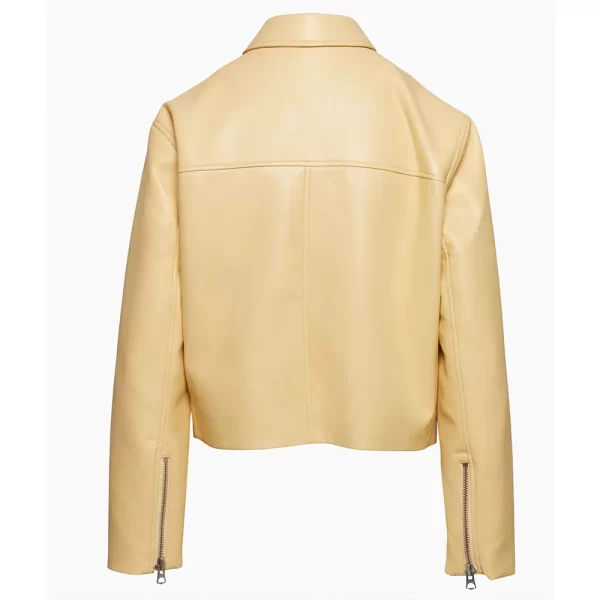 Virgin River Season 5 Lizzie Beige Leather Biker Jacket