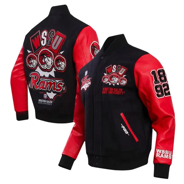 Winston-Salem State Rams Homecoming Black & Red Varsity Jacket