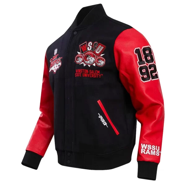 Winston-Salem State Rams Homecoming Black and Red Varsity Jacket