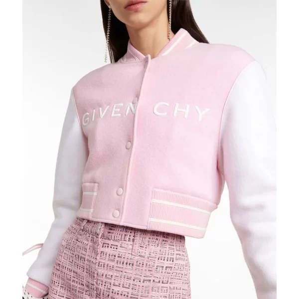 Women’s Givenchy Cropped Bomber Wool & Leather Jacket