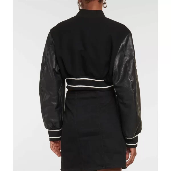 Women’s Givenchy Cropped Bomber Wool & Leather Jacket