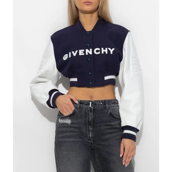 Women’s Givenchy Cropped Bomber Wool & Leather Jacket