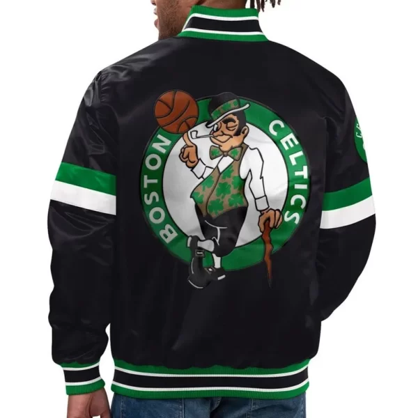 Youth Boston Celtics Home Game Kelly Black Varsity Satin Jacket