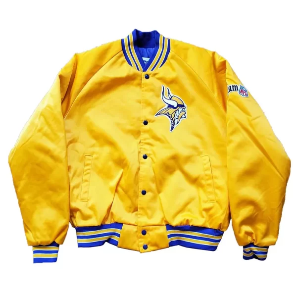 90’s Minnesota Vikings Yellow Satin Bomber Jacket