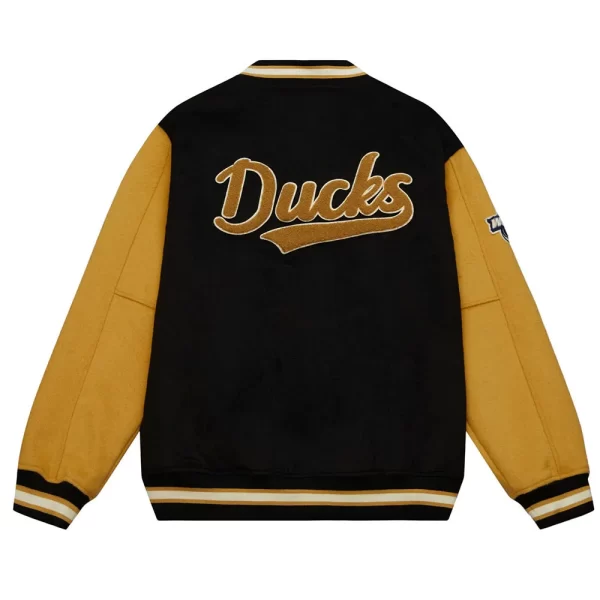 Anaheim Ducks Team Legacy Black & Brown Varsity Wool Jacket